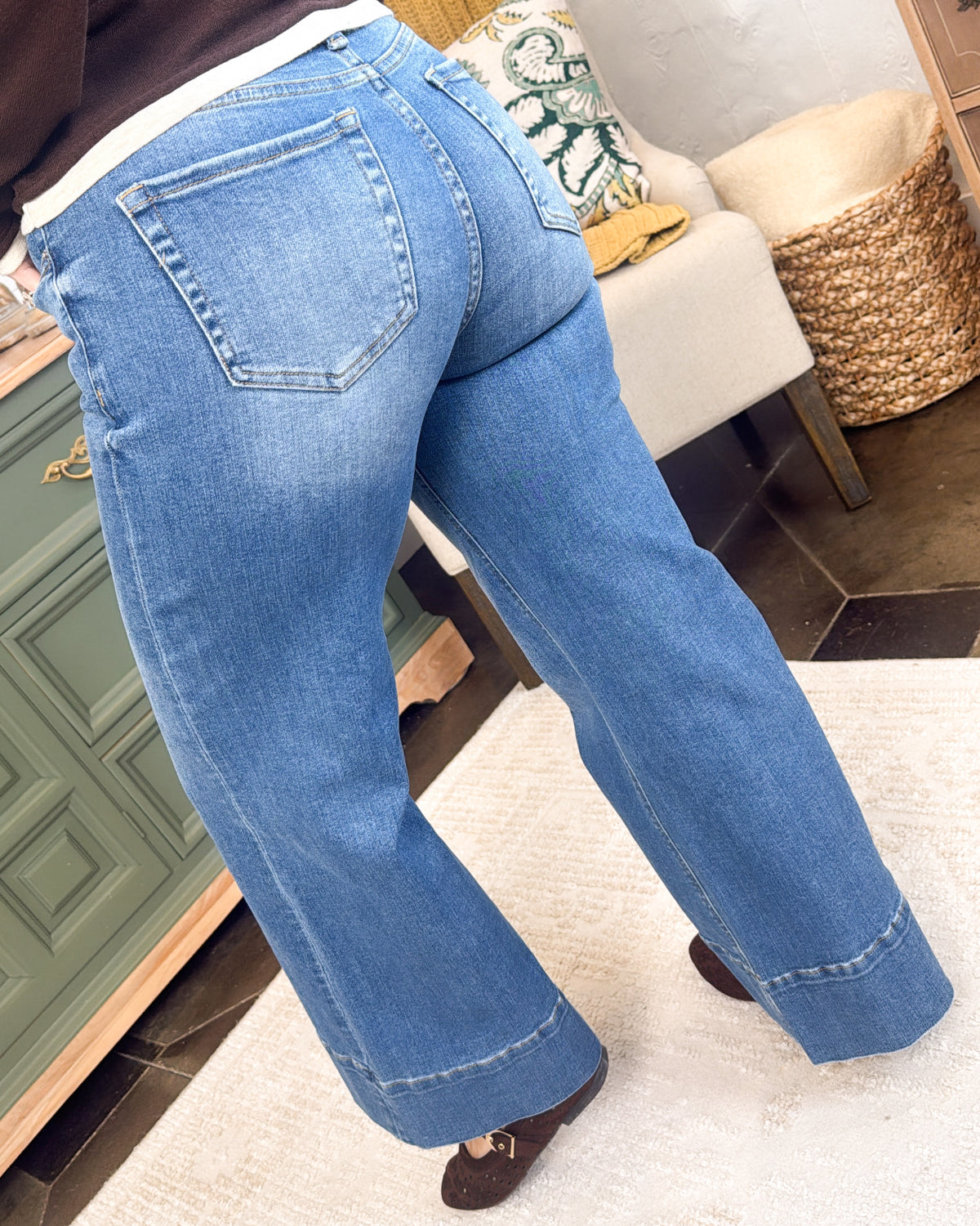 Zenana Denim | Pauline Mid Rise Crop Wide Leg Jeans