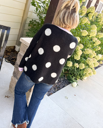 Dolly Days Polka Dot Contrast Trim Sweater