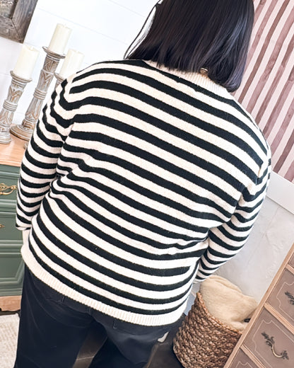 Off To The Races Striped Horse Knit Sweater