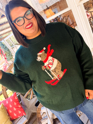 Mountain Cub Bear Skiing Knit Sweater