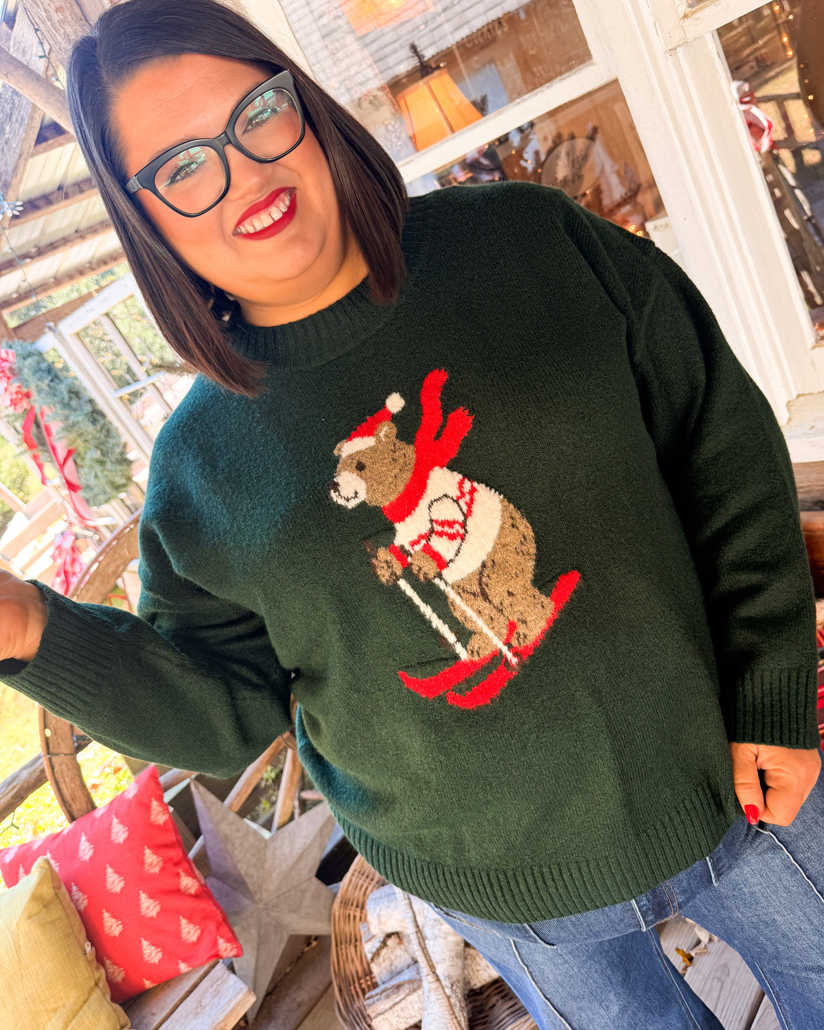 Mountain Cub Bear Skiing Knit Sweater