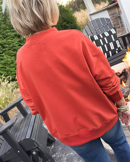 Cappuccino Sipping Henley Pouch Pocket Pullover
