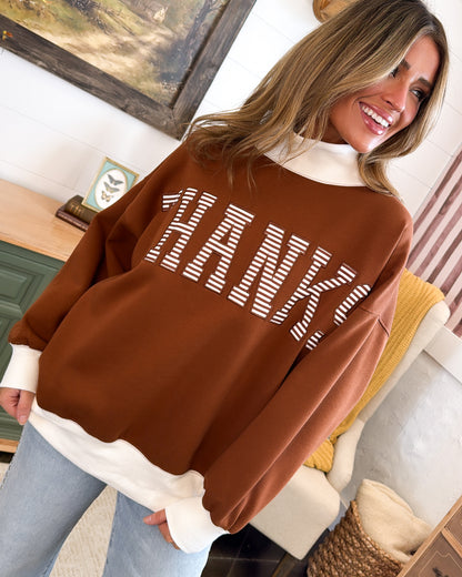 Thanks Embroidered Patch Oversized Pullover