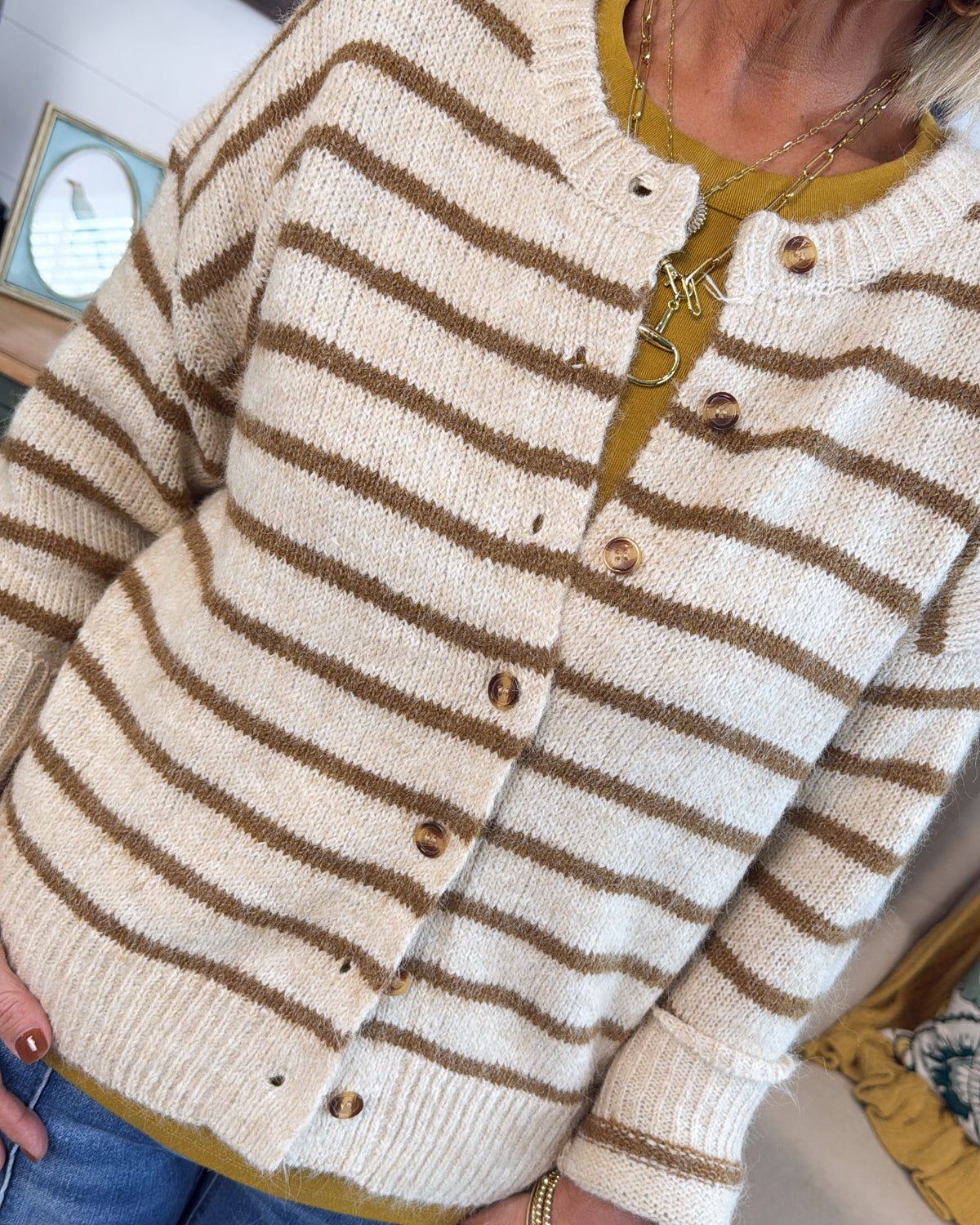 First Chill Striped Sweater Cardigan