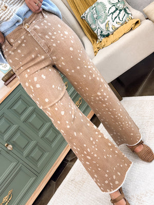 Doe Eyed Fawn Print Bootcut Jeans