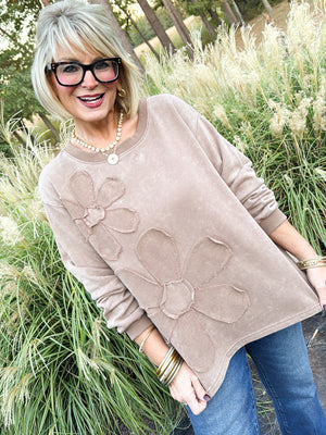 Pressed Petals Mixed Knit Pullover