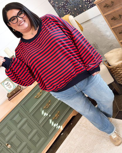 Walk The Line Striped Top Stitch Top