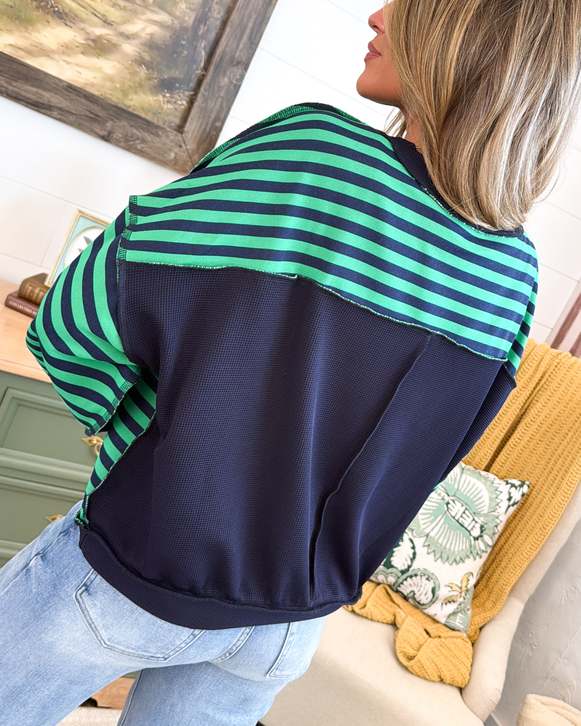 Walk The Line Striped Top Stitch Top