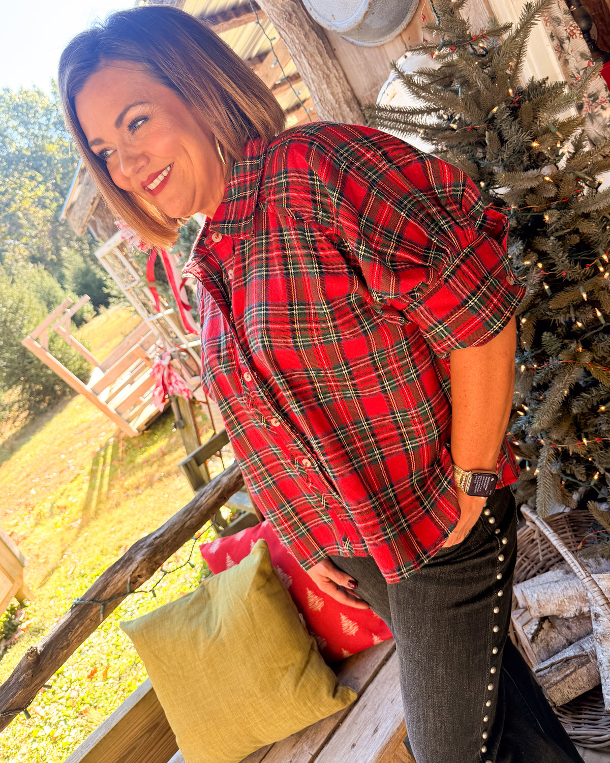 Cabin Christmas Plaid Dolman Shirt