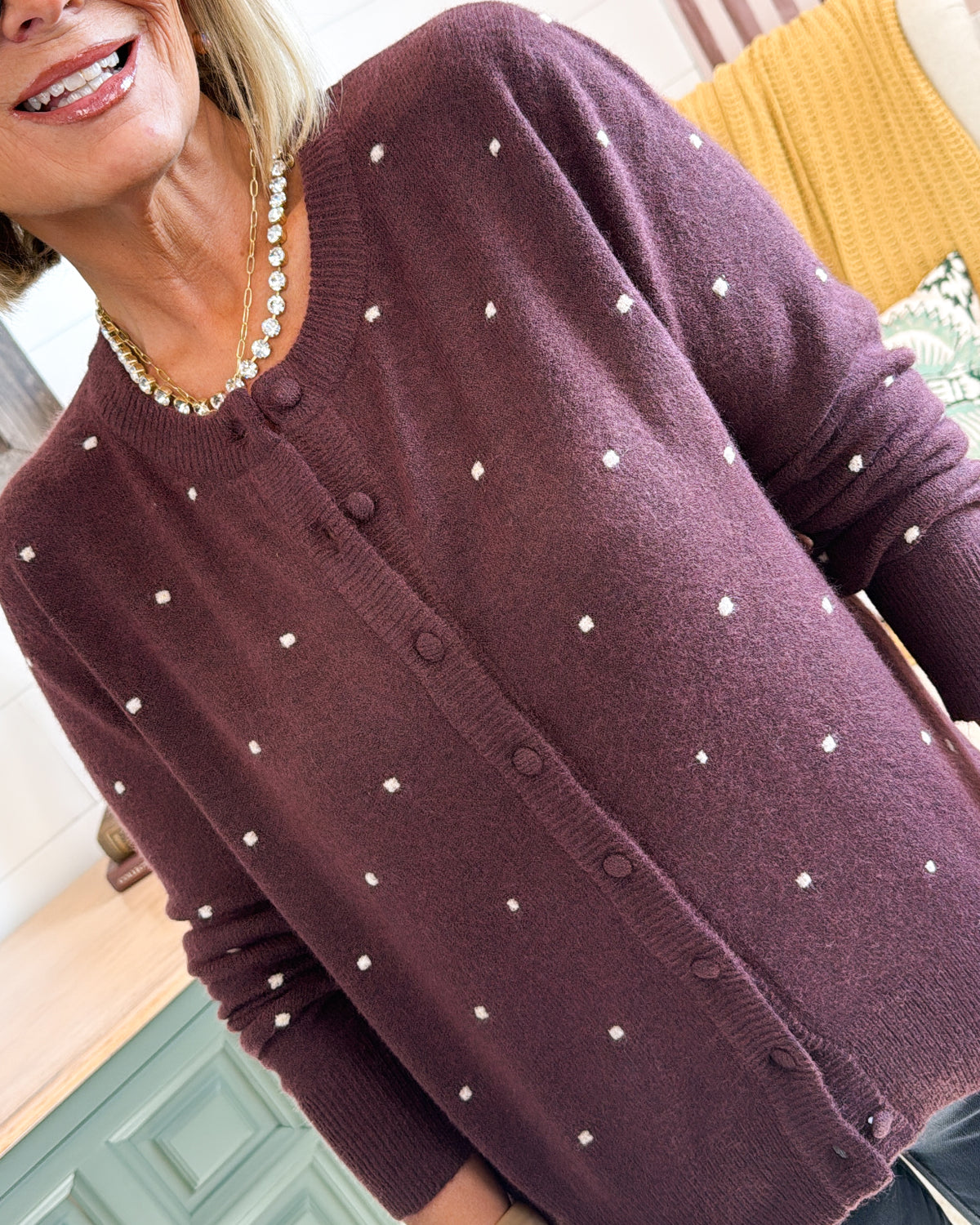 Ever After Raised Polka Dot Sweater Cardigan