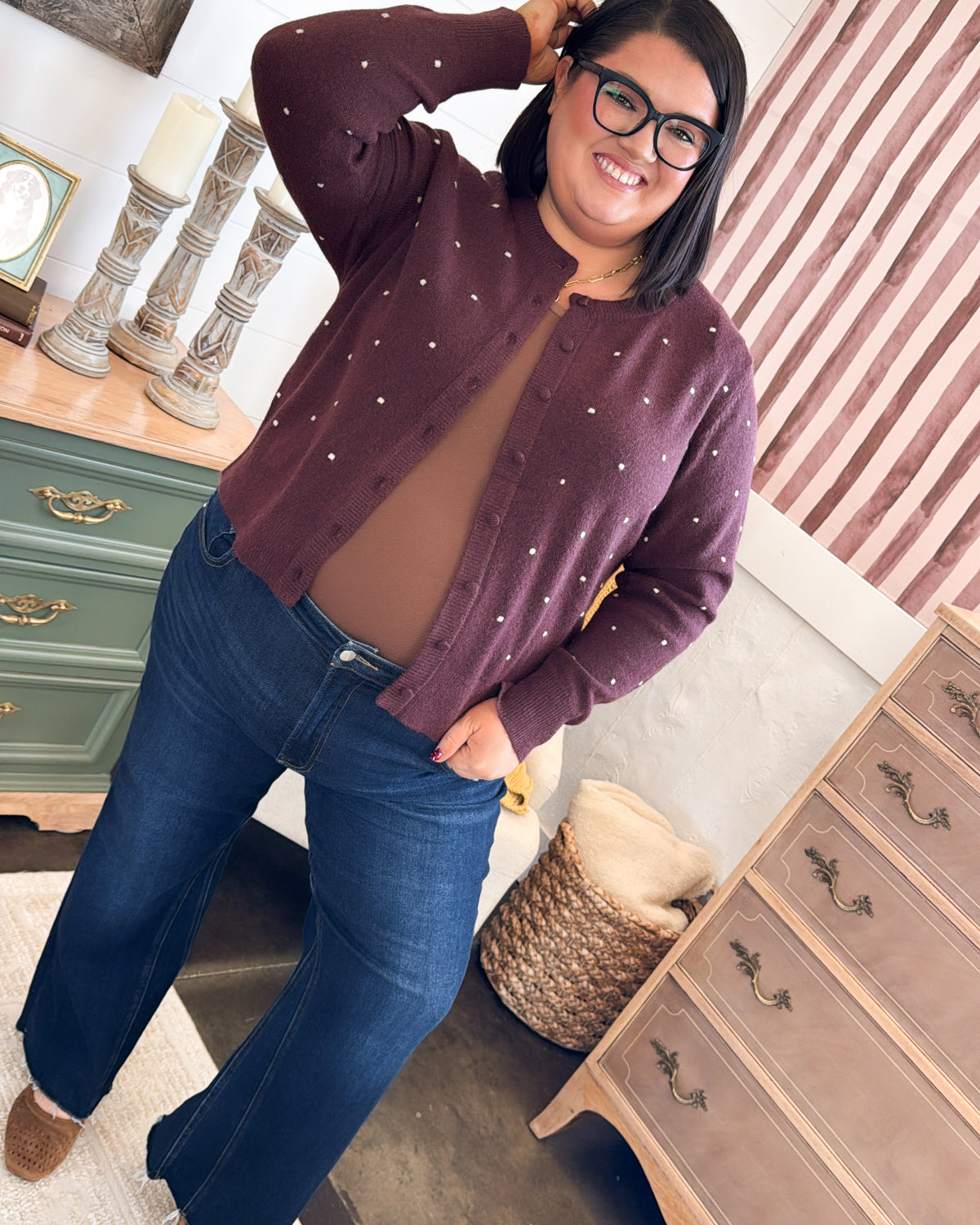 Ever After Raised Polka Dot Sweater Cardigan