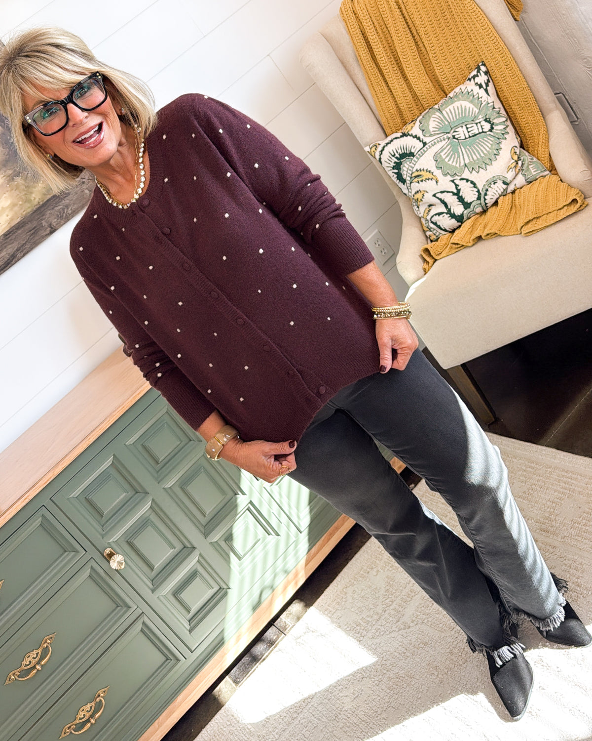 Ever After Raised Polka Dot Sweater Cardigan