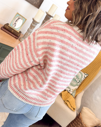 Tickled Pink Striped Confetti Knit Cardigan