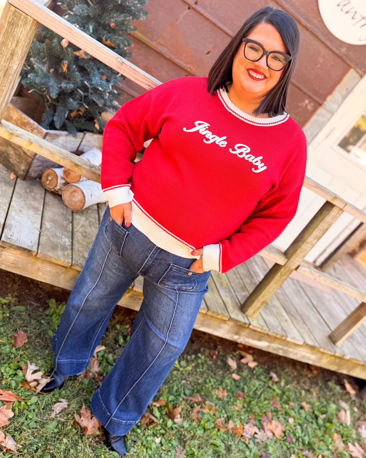 Jingle Baby Knit Contrast Trim Sweater