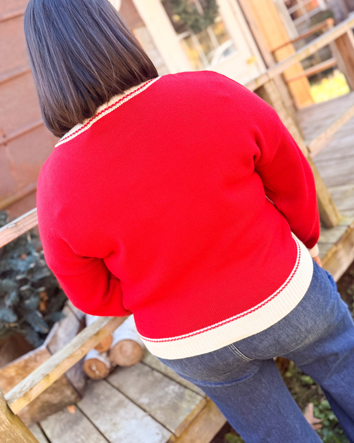 Jingle Baby Knit Contrast Trim Sweater