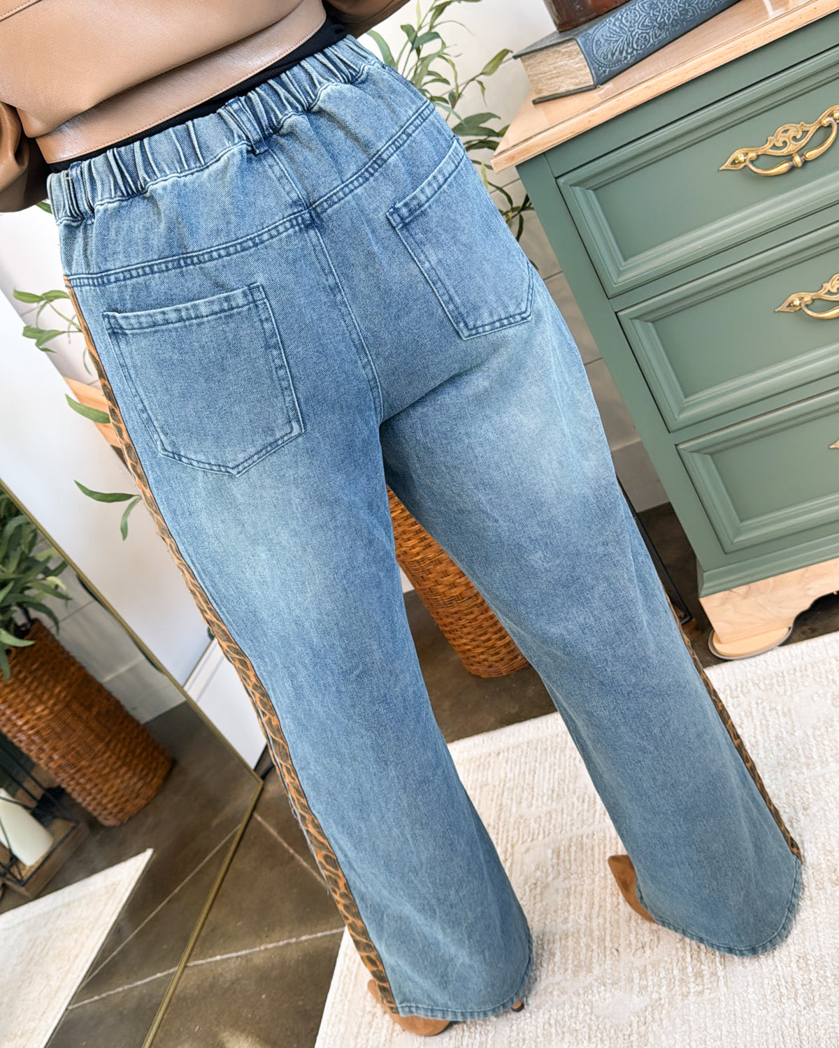 Side Of Wild High Waist Drawstring Denim Pants