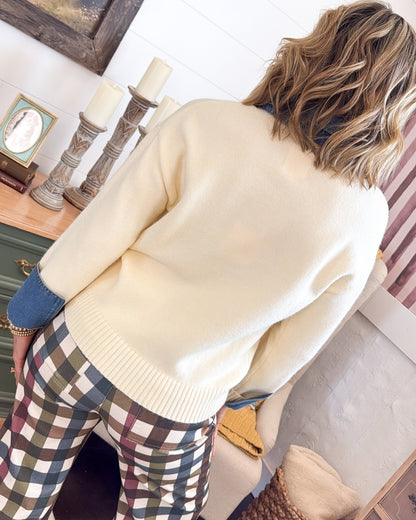 Classic Combo Denim Contrast Sweater