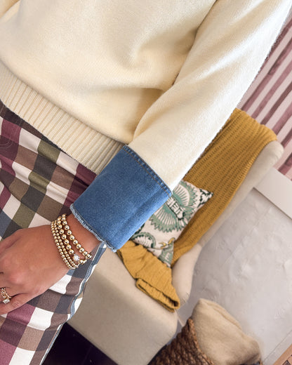 Classic Combo Denim Contrast Sweater