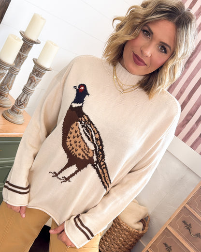 Wild Game Pheasant Knit Mock Neck Sweater
