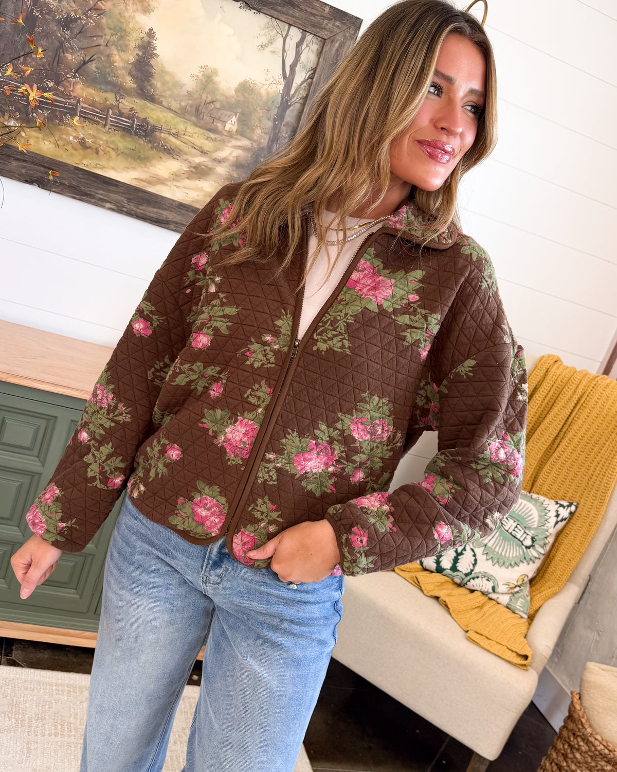 Rosewood Floral Quilted Jacket