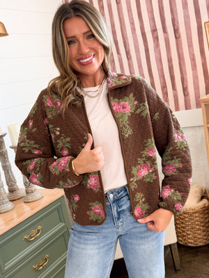 Rosewood Floral Quilted Jacket