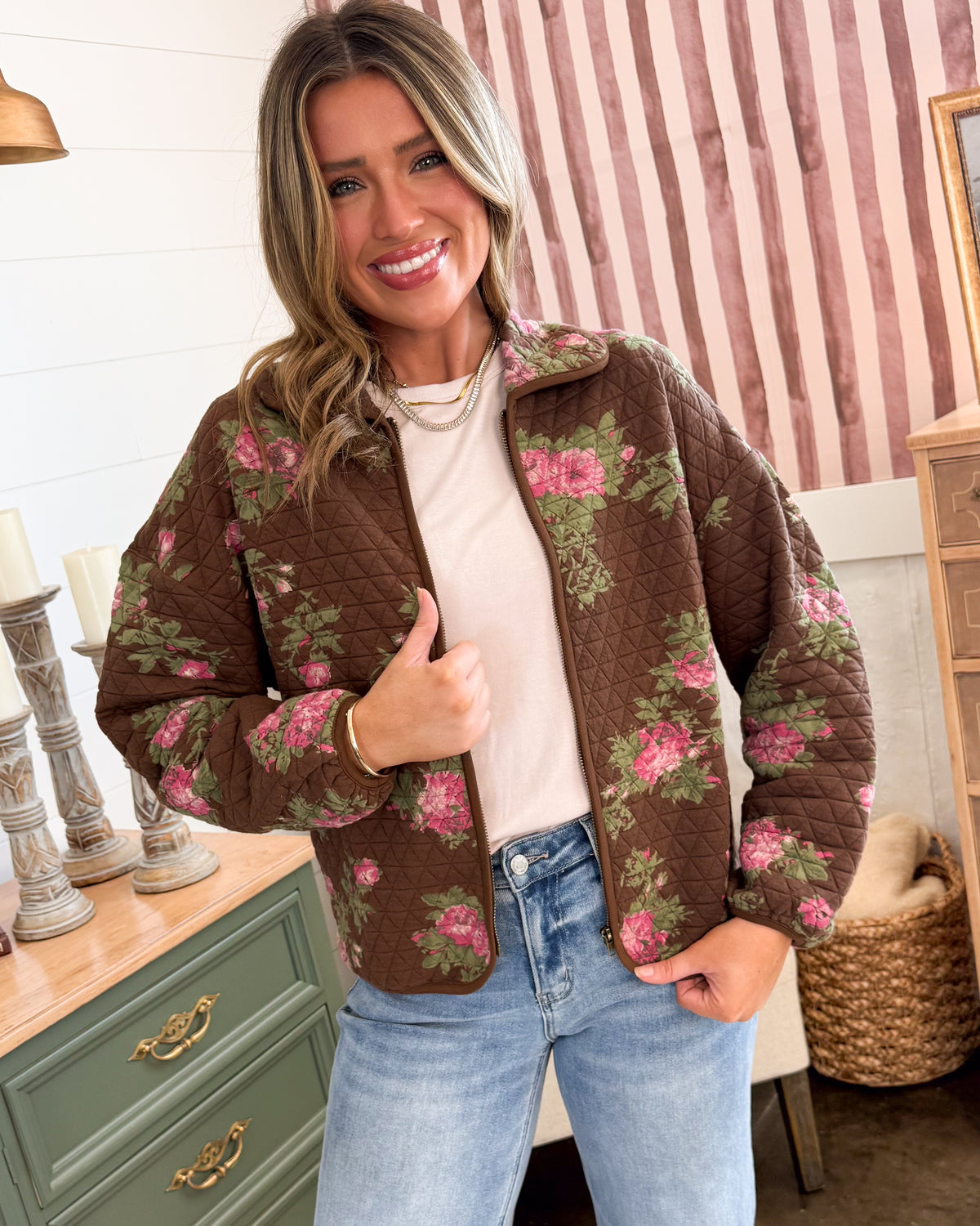 Rosewood Floral Quilted Jacket
