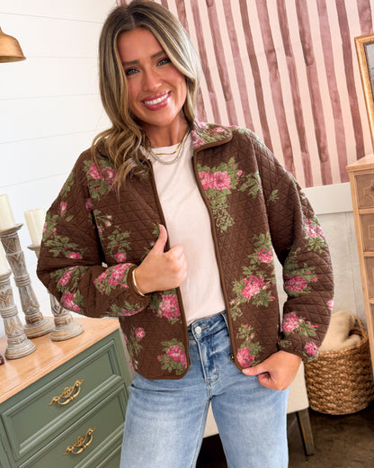 Rosewood Floral Quilted Jacket