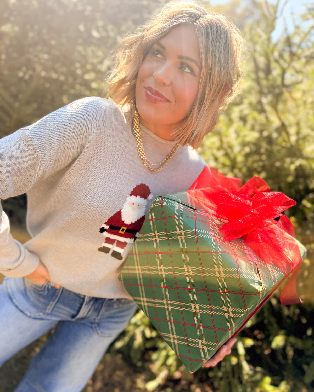 Jolly Old Elf Santa Knit Rolled Neck Sweater