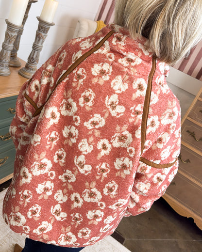 Fireside Cozy Floral Sherpa Pullover