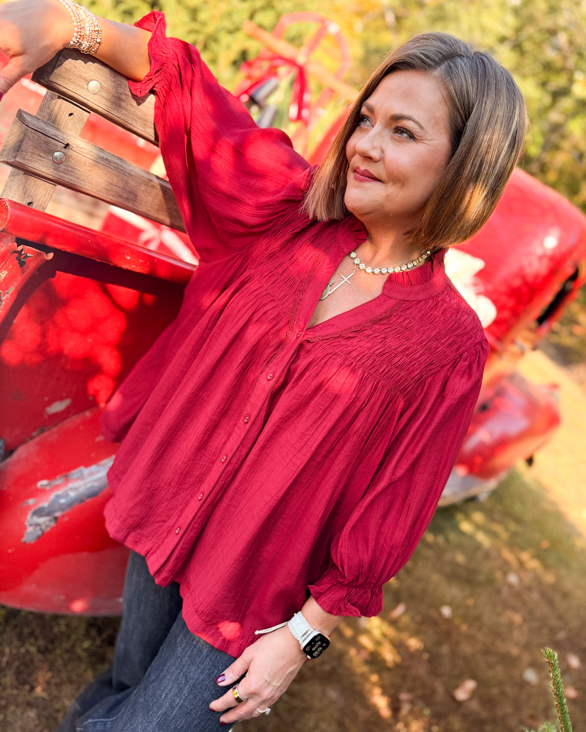 Gather Together Smocked Yoke Blouse