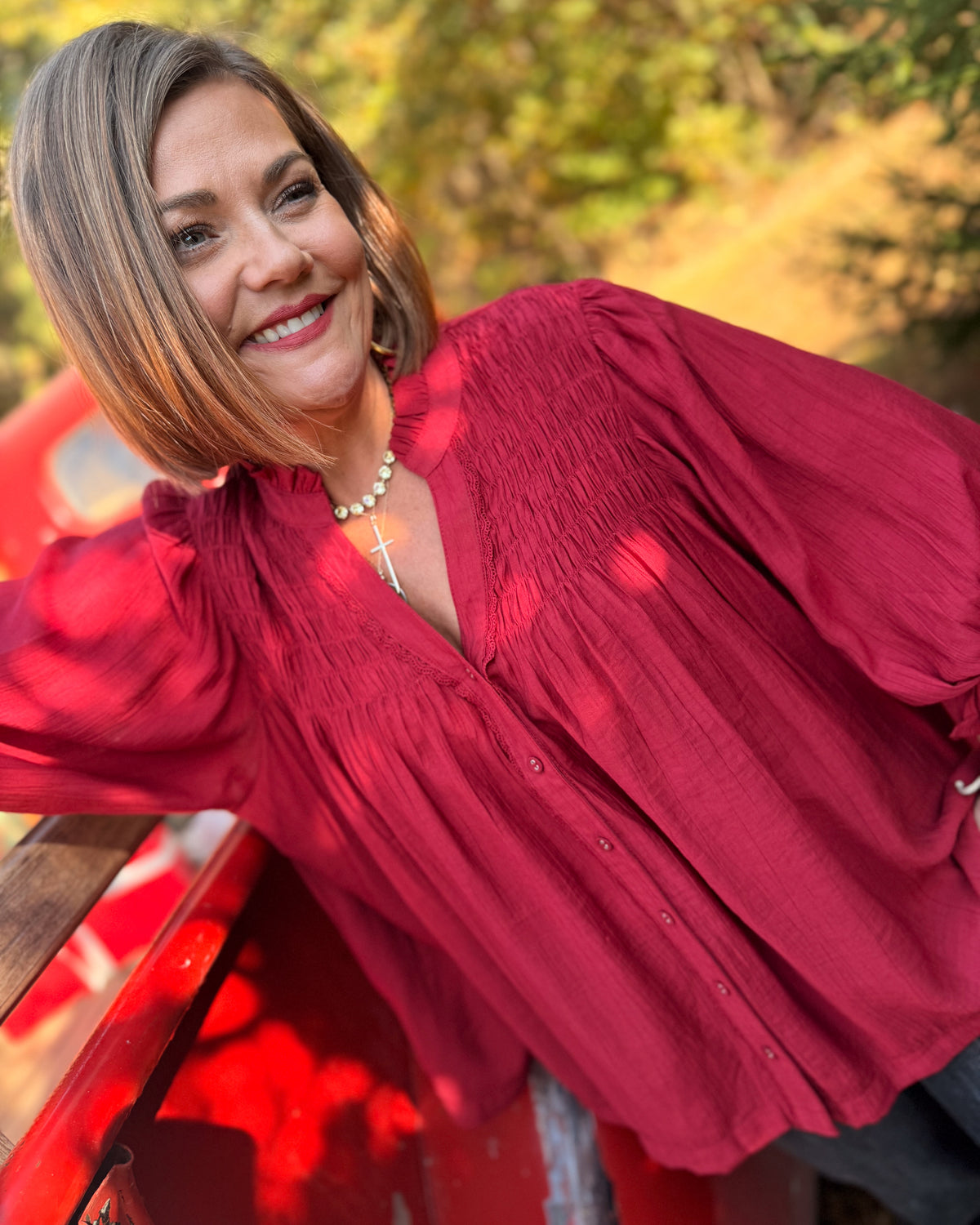 Gather Together Smocked Yoke Blouse