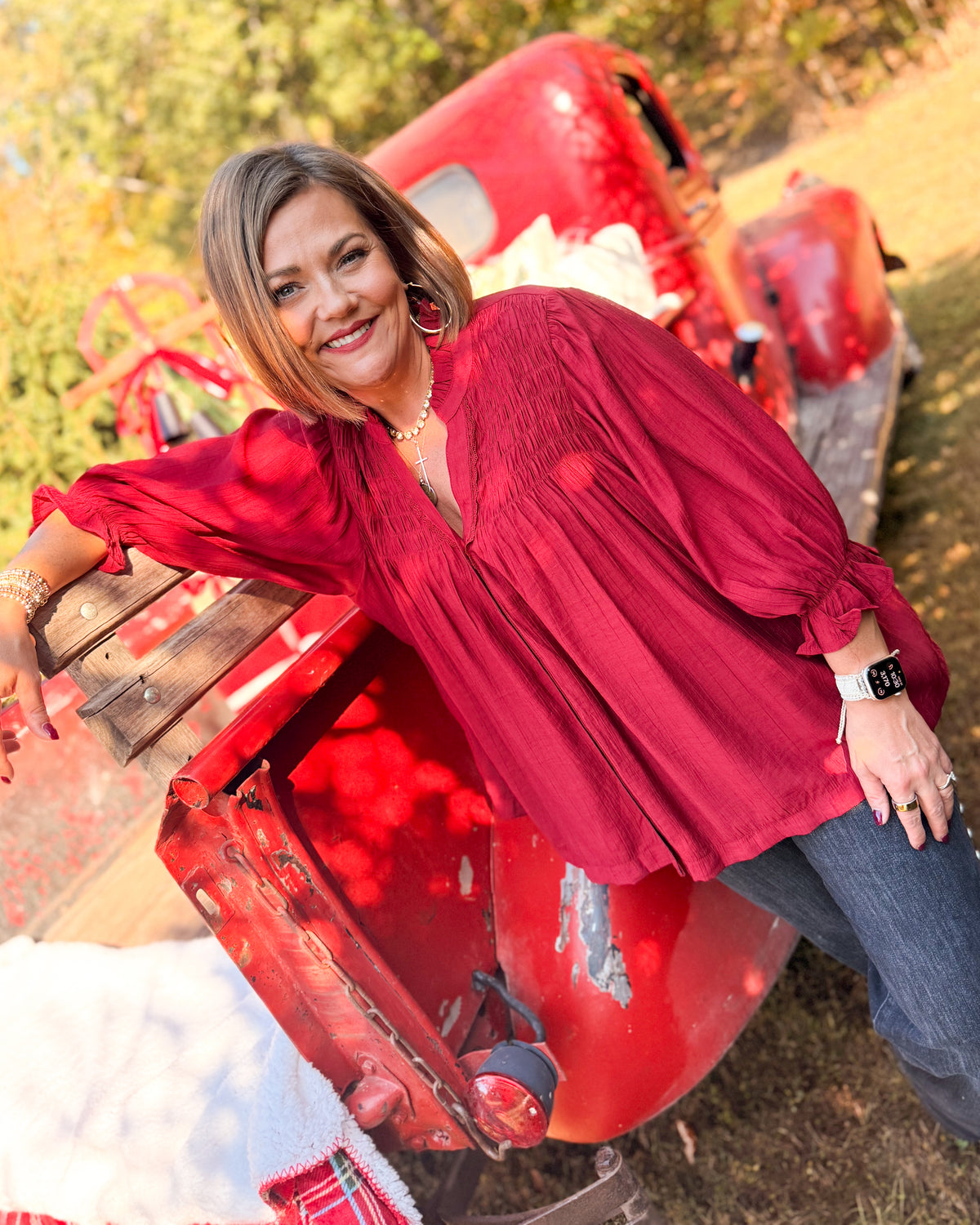 Gather Together Smocked Yoke Blouse