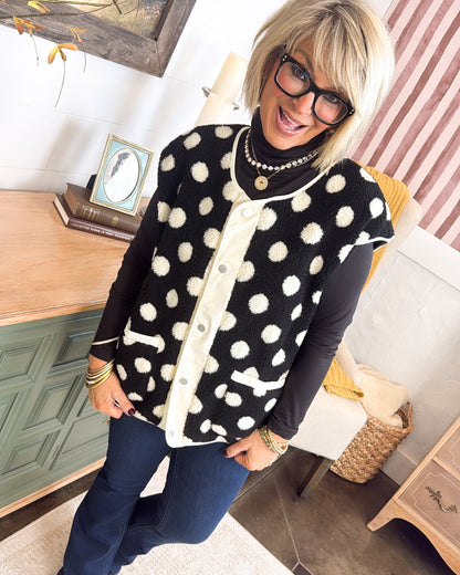 Spot Check Polka Dot Sherpa Vest
