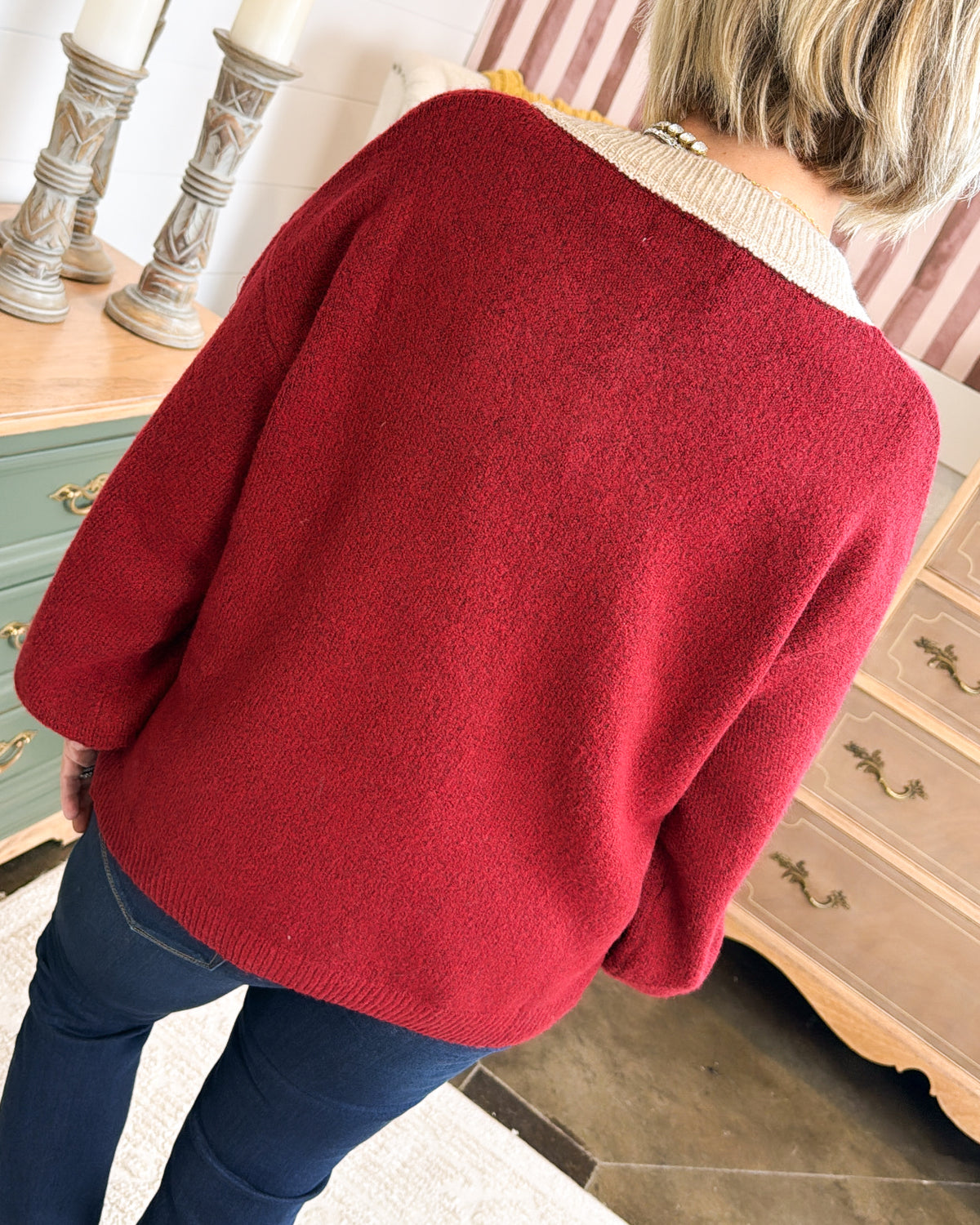 Winterberry Contrast Trim Sweater Cardigan