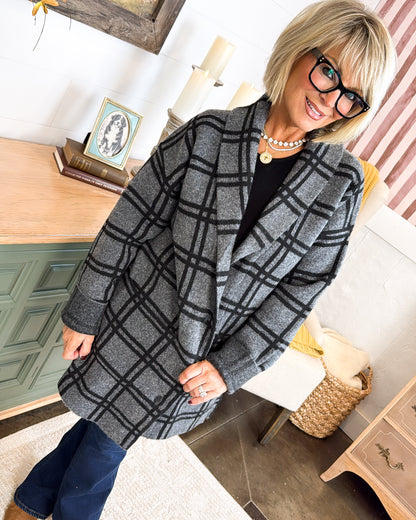 English Estate Plaid Sweater Coat