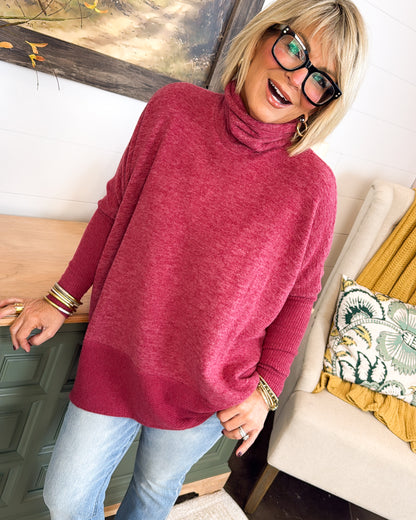 Snuggle Season Brushed Turtleneck Top
