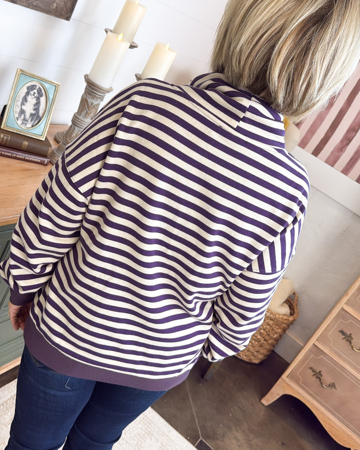 Vineyard Weekend Striped Hooded Pullover