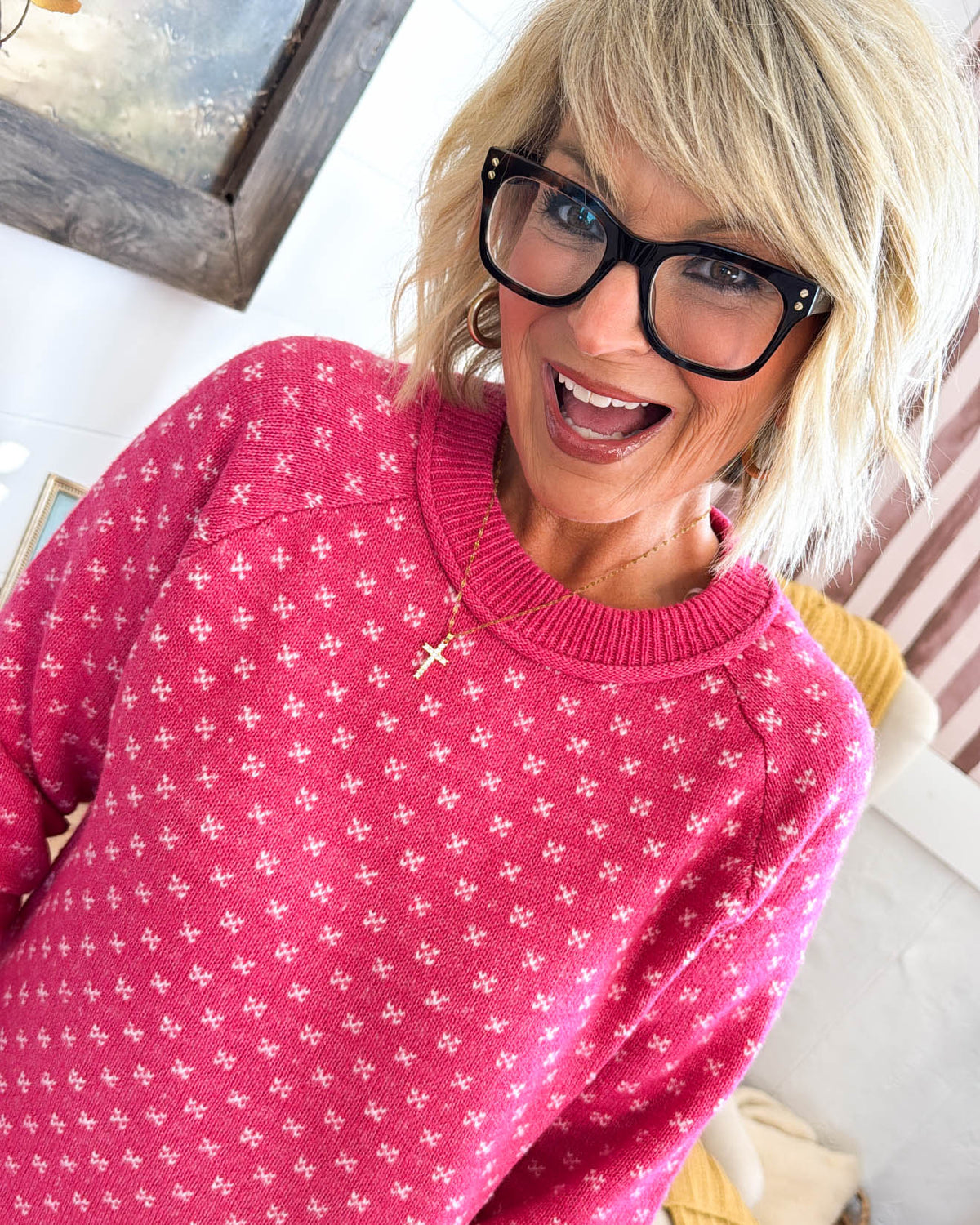Snow Much Fun Snowflake Knit Sweater - Pink