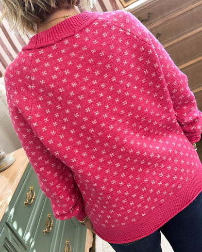 Snow Much Fun Snowflake Knit Sweater - Pink