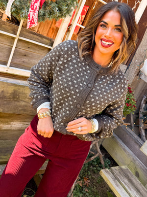 Snow Much Fun Snowflake Knit Sweater Cardigan