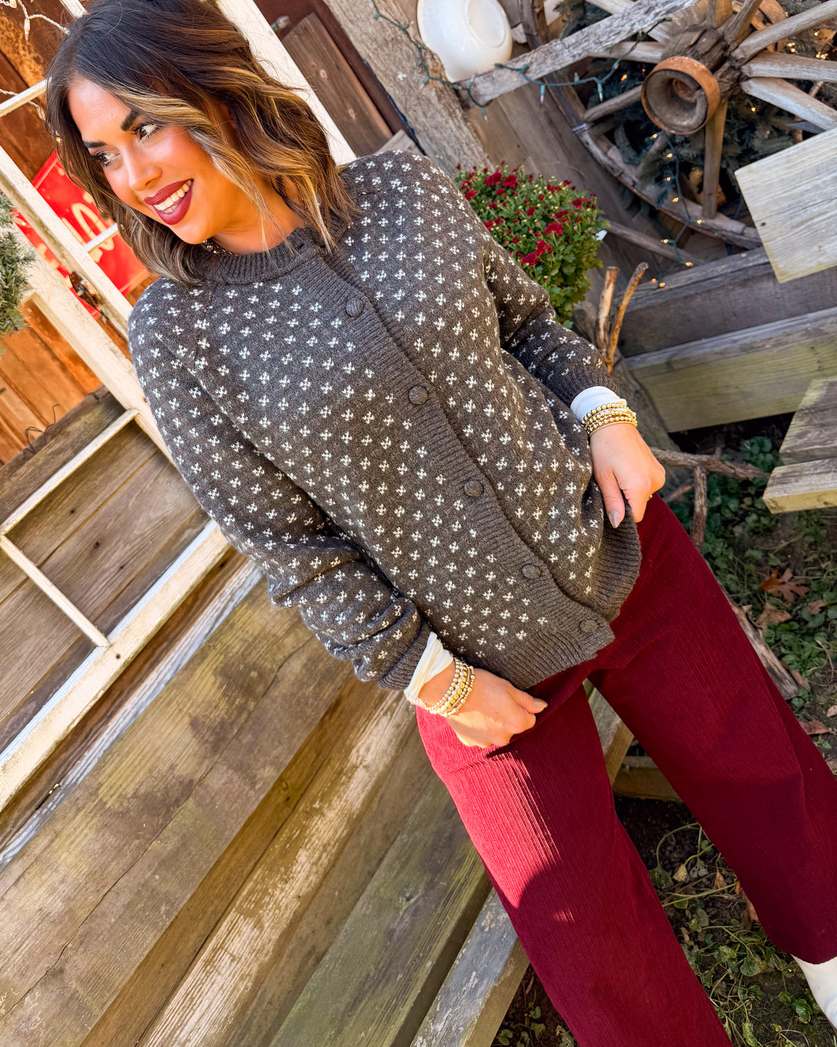 Snow Much Fun Snowflake Knit Sweater Cardigan