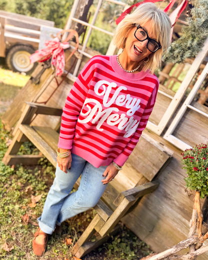 Very Merry Striped Knit Sweater