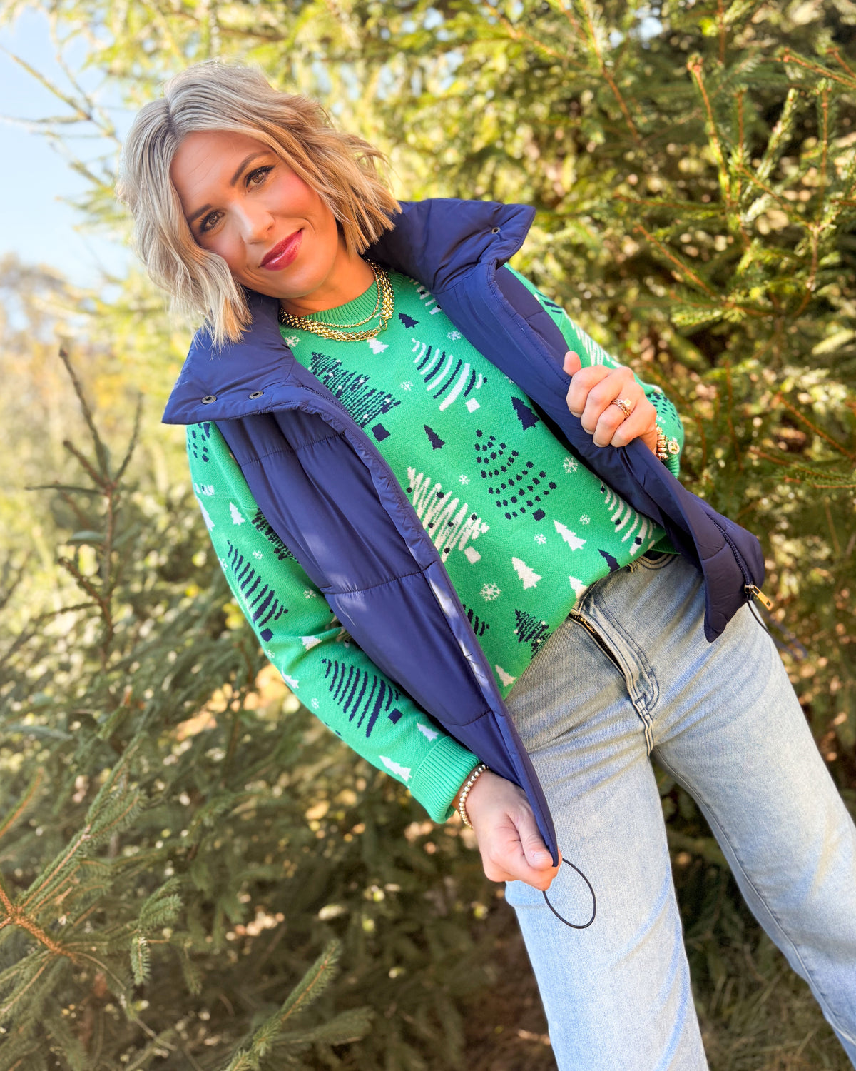 O Christmas Trees Mixed Tree Knit Sweater