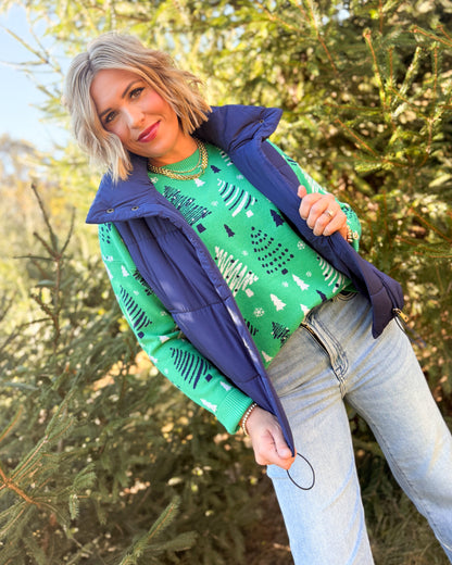 O Christmas Trees Mixed Tree Knit Sweater