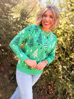 O Christmas Trees Mixed Tree Knit Sweater