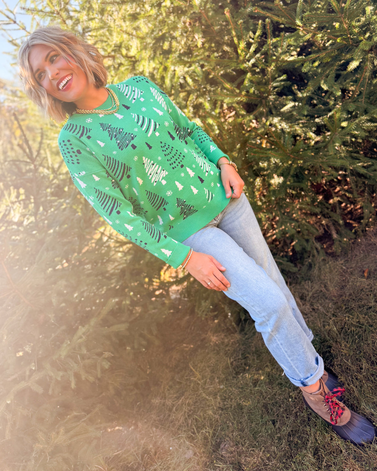 O Christmas Trees Mixed Tree Knit Sweater