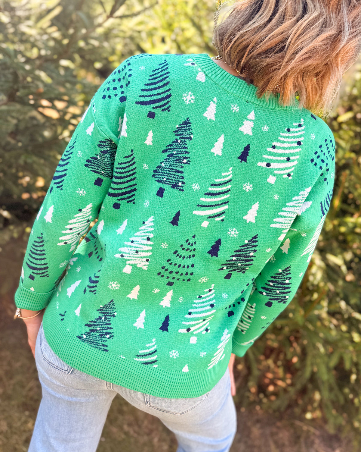 O Christmas Trees Mixed Tree Knit Sweater