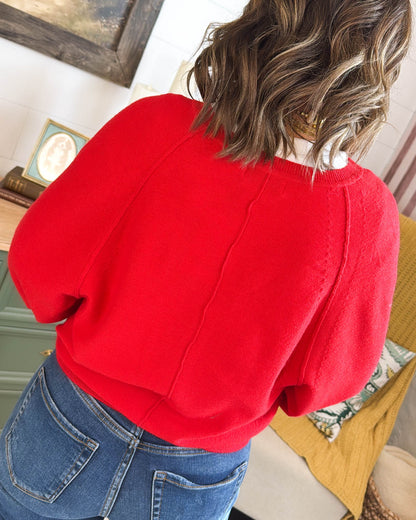 Red Letter Day Henley Sweater - Red