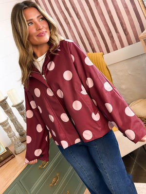 Weather Ready Polka Dot Stand Collar Jacket