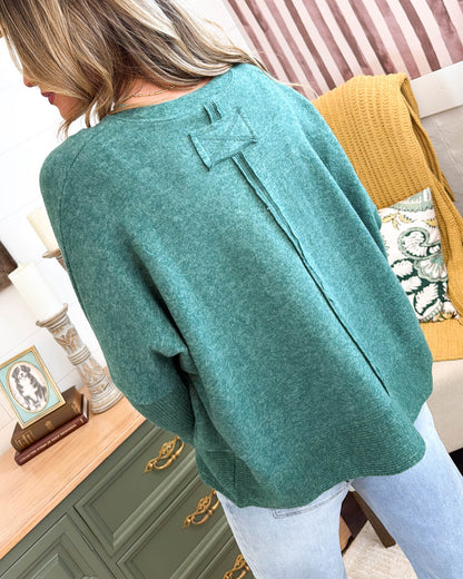 Even Sweeter Center Seam Dolman Sweater - Green